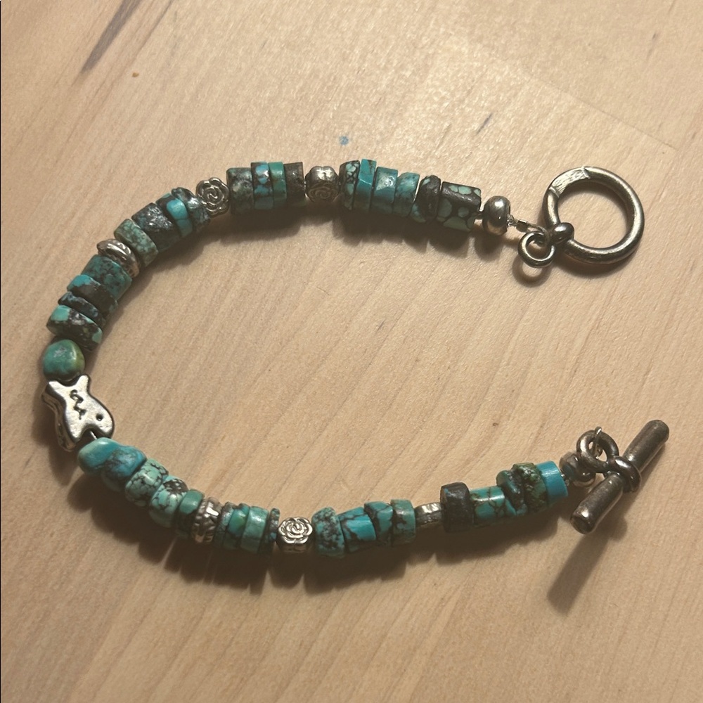 Turquoise Beaded Bracelet with Silver Accents